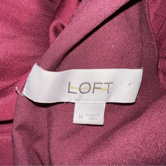 LOFT Garnet Red Flounce Midi Halter Dress Size Medium - Picture 14 of 16